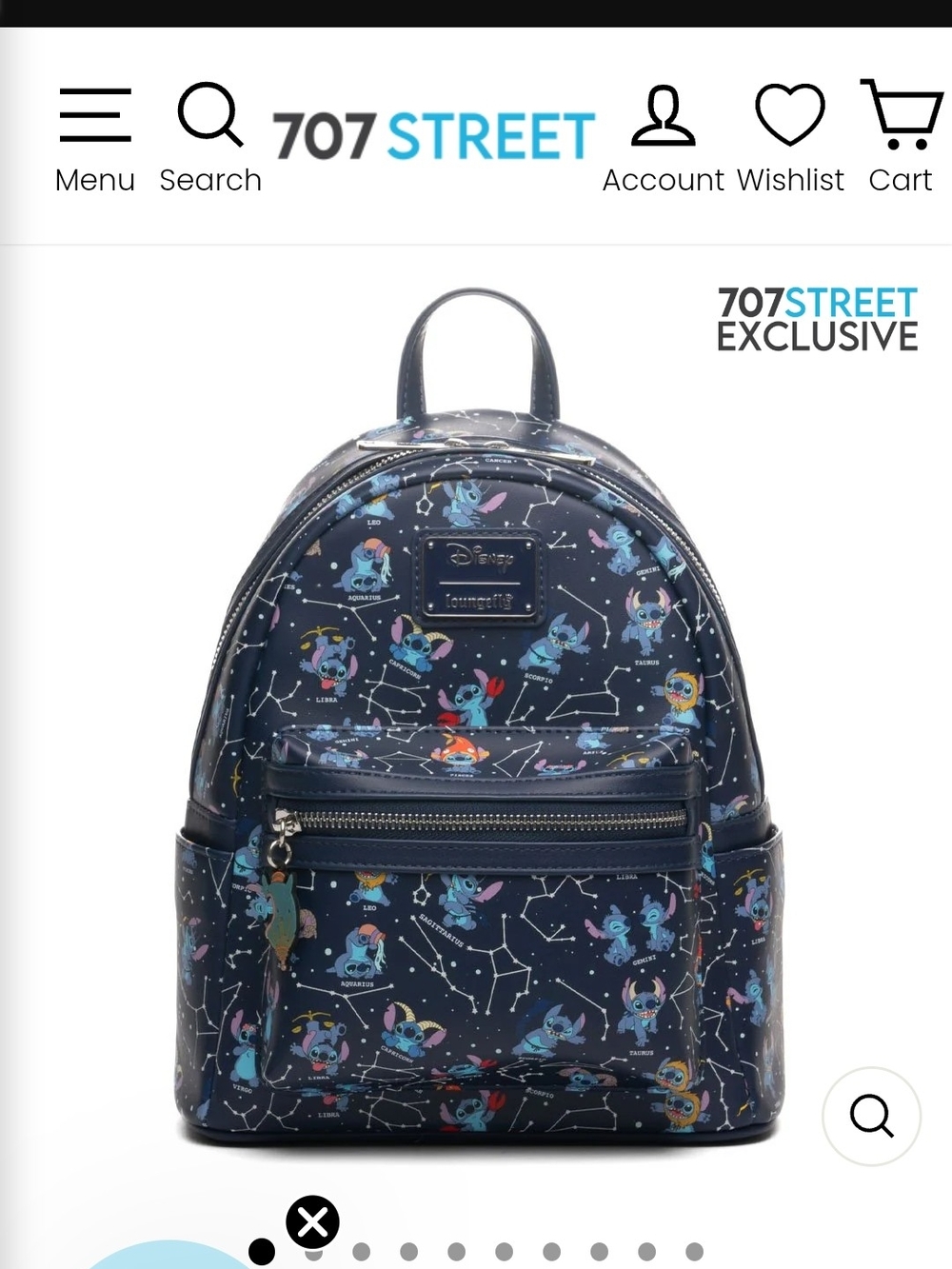 Disney Navy Stitch Constellation Glow In DARK Mini Backpack